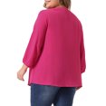 thumbnail image 3 of GRACE & GRANDEUR Women's Plus Size Round Neck Tie Front Ruffle Chiffon Work Blouses 3X Hot Pink, 3 of 6