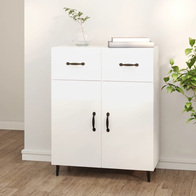 vidaXL Sideboard High Gloss White 69.5x34x90 cm Engineered Wood