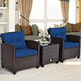 thumbnail image 4 of Giantex 3 Pieces Patio Furniture Set, PE Rattan Wicker 3 Pcs Outdoor Sofa Set w/Washable Cushion and Tempered Glass Tabletop, Conversation Furniture for Garden Poolside Balcony (Navy), 4 of 10