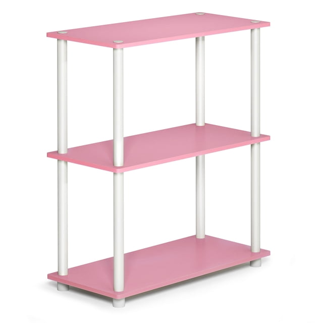 Furinno Turn-N-Tube Étagère de Présentation Compacte Polyvalente à 3 Niveaux, Rose/blanc, 10024PI/WH