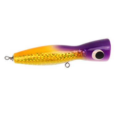 Topwater Fishing Lures, Big Popper Lure Attractive Color Reflective Design Basswood 18cm 120g Wooden Bait For Bass Tuna GT Trout