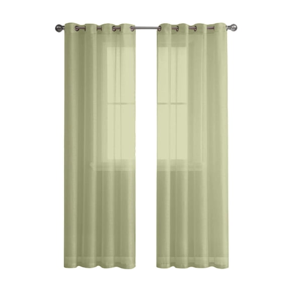 Bwiyojiz 39.3"Lx98.4"H Linen Curtains & Drapes Semi Sheer for Bedroom 98 Inches Long Grommet Vertical Window with Light Through Living Room Home, Green, Gifts for Yourself