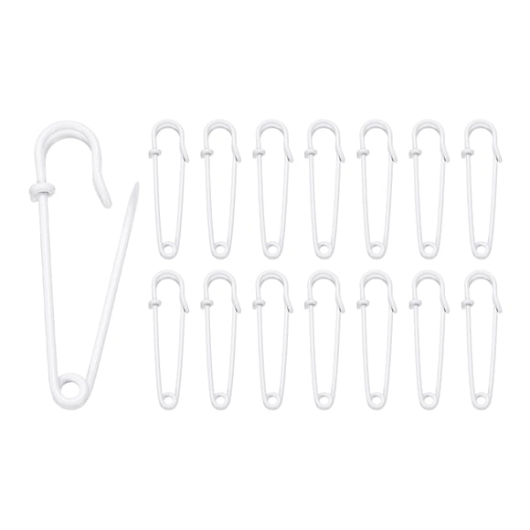 Uxcell 30pcs Safety Pins 50mm Baked Paint Large Safety Pin for Clothes, White