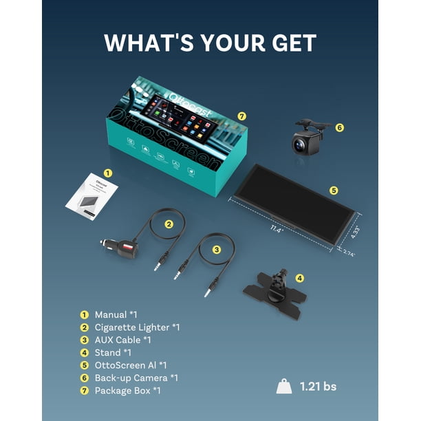 Ottocast 11.4' Wireless Carplay Screen for Car, Ottoscreen-AI, AI