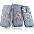thumbnail image 1 of Compatible pour iPhone 14 Pro Max Étui Portefeuille pour Femmes avec Étui Magnétique Détachable Support Sans Fil, 1 of 5