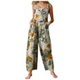 thumbnail image 1 of Combinaison Décontractée d'Été pour Femmes Boho Sans Manches Salopette avec Poches Beige XXXXL, 1 of 2