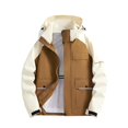 thumbnail image 2 of RXIRUCGD Manteau Veste Mode Ajustée à Capuche à Cordon avec Coutures pour Homme, Café, Taille : 2TG, 2 of 4