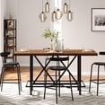 thumbnail image 3 of Fnova 35.4" Tall Dining Table, Rectangular Counter Height Kitchen Table with Metal Footrest for 6 People, 3 of 17