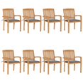 thumbnail image 1 of vidaXL Stacking Garden Chairs with Cushions 8 pcs Solid Teak Wood, 1 of 5