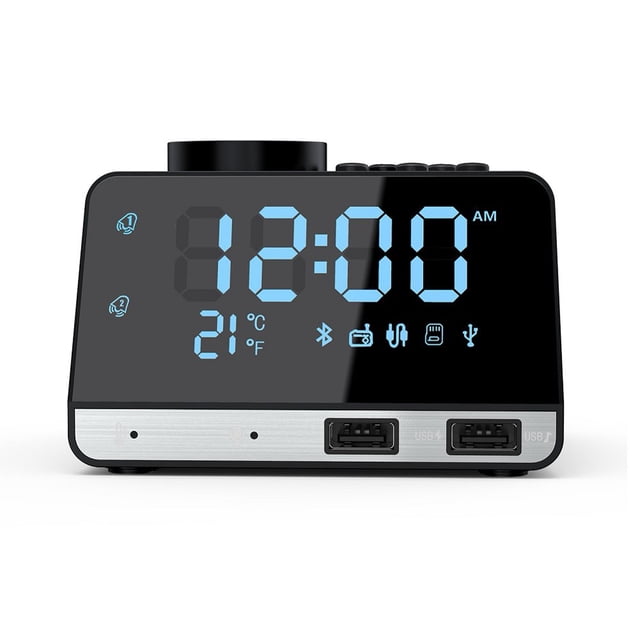 Alarm Clock Radio Basics Small Digital Alarm Clock with Dual USB Charging Port