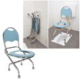 thumbnail image 3 of Chaise Pliante Commode, Acier Inoxydable, Base Antidérapante, avec Panneau, pour Voyage, 3 of 7