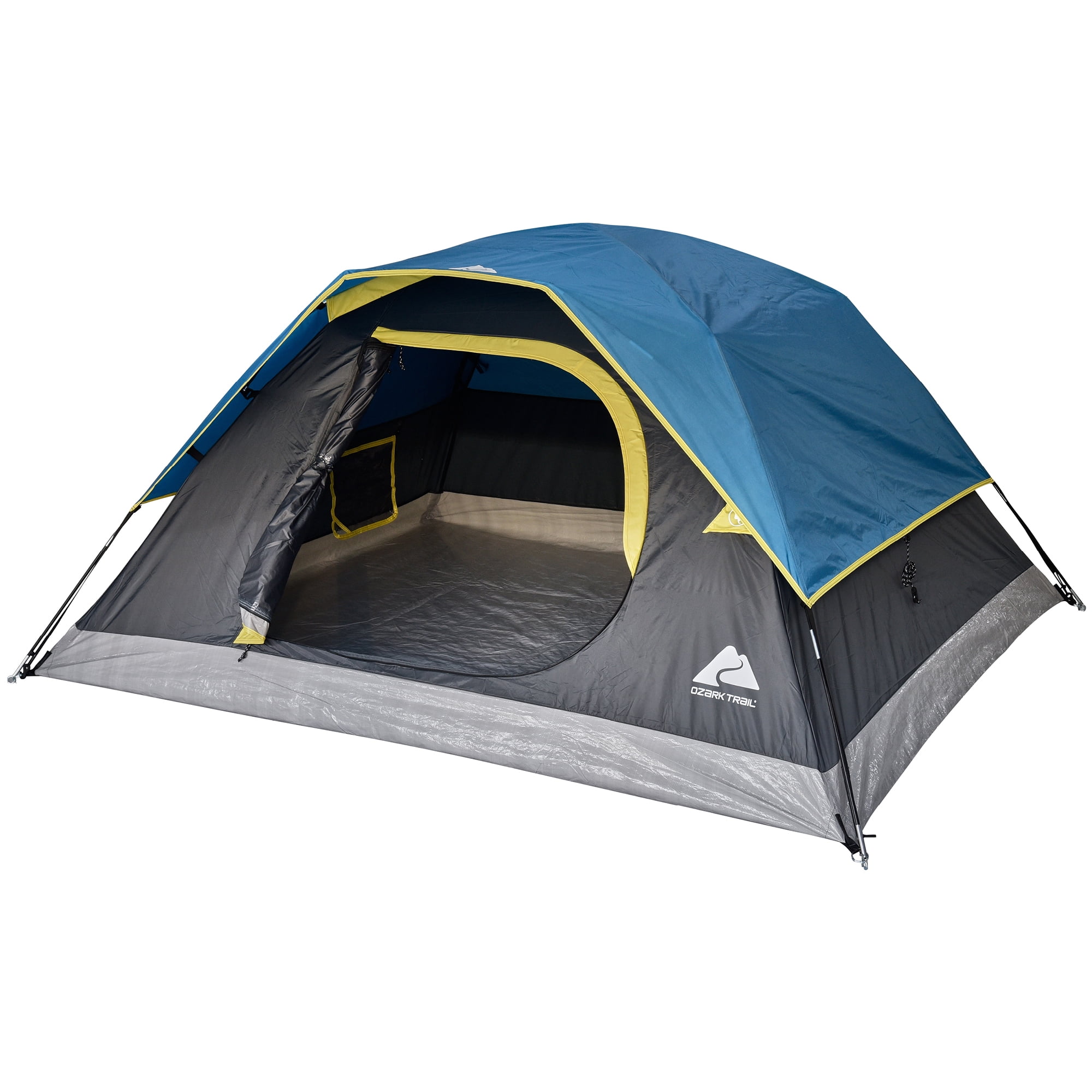 Ozark Trail, 3 Person Dome Tent, Rain Fly, Easy to Assemble Fiberglass Poles. Blue Color, Ideal for Camping or Backpacking, 6.17lbs