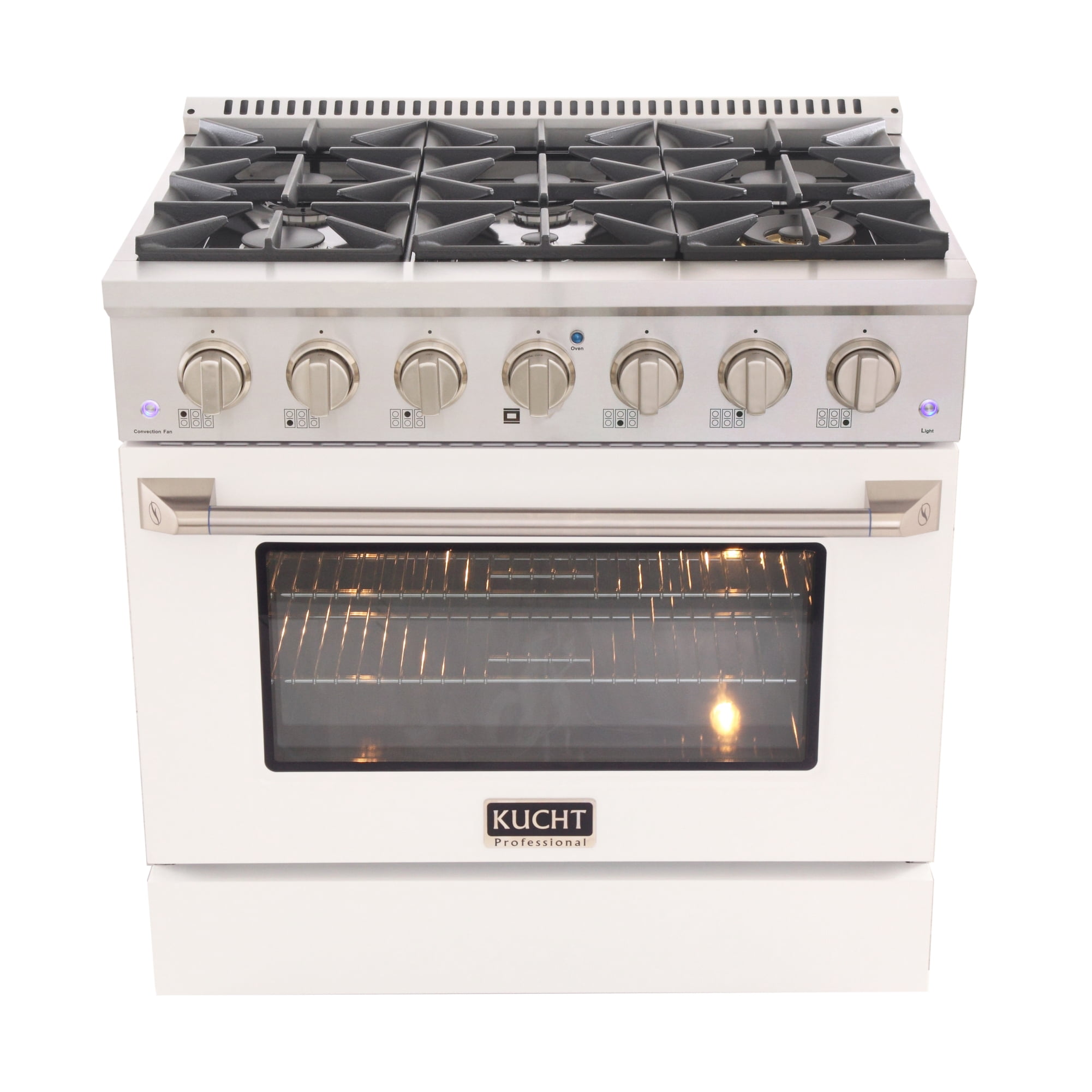 36 in. 5.2 cu. ft. Gas Range with Convection Oven and White Door