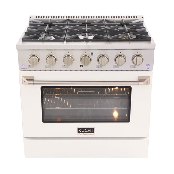 36 in. 5.2 cu. ft. Gas Range with Convection Oven and White Door