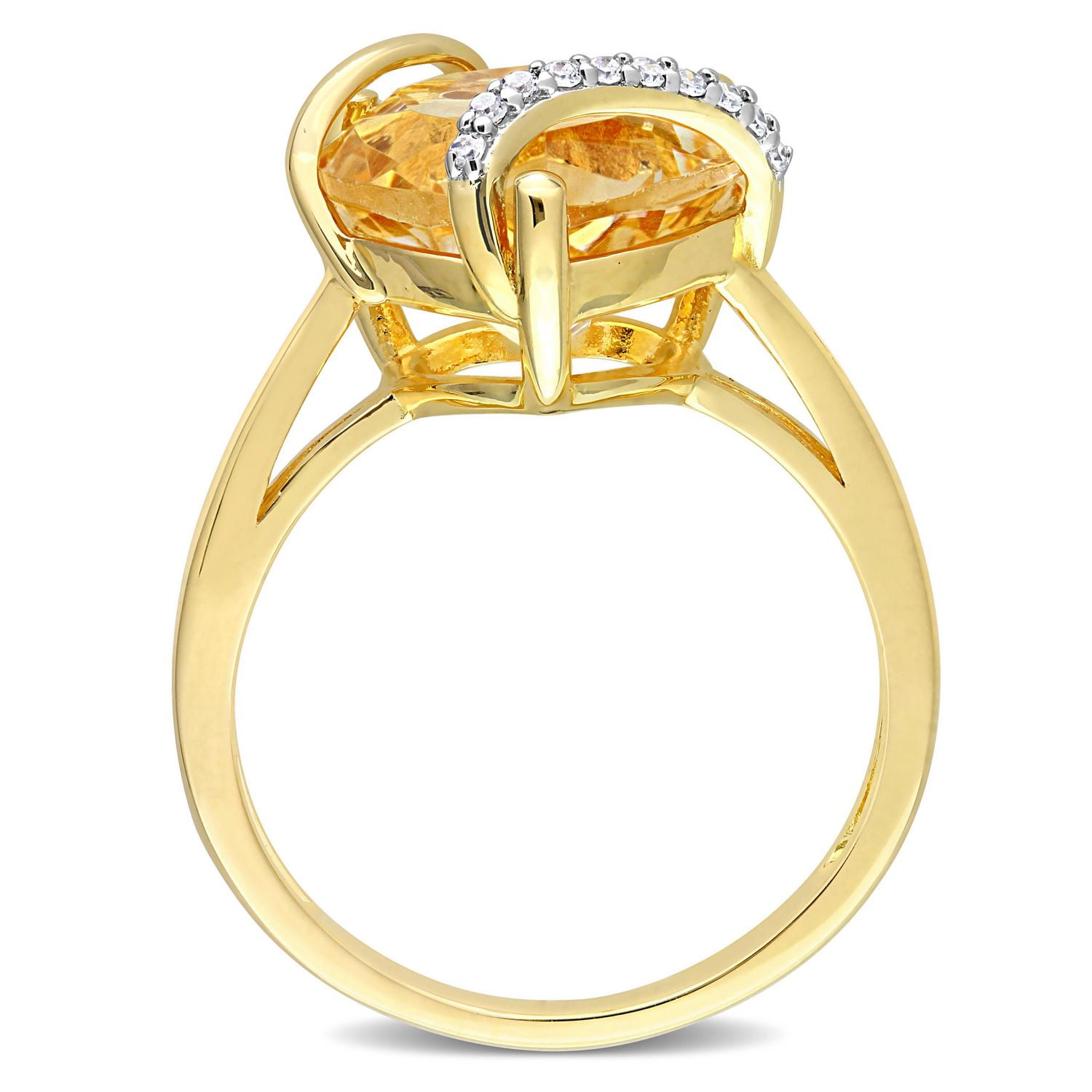 Collier en forme de coeur emballé Miabella avec 6-1/2 Carat PBT de Citrine et accents de diamant en Argent Sterling plaqué Rhodium Jaune