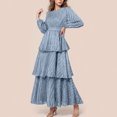 thumbnail image 1 of Gspmoly Robes d'Été pour Femmes, Robe Décontractée de Fête pour Femmes en Dentelle, Taille Cintrée, Manches Longues, Col Rond, Robe de Cocktail, Liquidation, 1 of 6