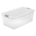thumbnail image 1 of Sterilite 106 Qt Clear Plastic Stackable Storage Bin w/ White Latch Lid, 24 Pack, 1 of 10