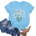 thumbnail image 5 of Jienlioq Hauts d'Été pour Femmes T-shirt Imprimé Lover pour Femme Col Rond Manches Courtes Bleu Ciel TTG, 5 of 5