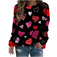 thumbnail image 2 of Qertyioot Chandail de la Saint-Valentin pour Femmes, Blouse à Manches Longues Imprimée Col Rond Tunique Décontractée, 2 of 5