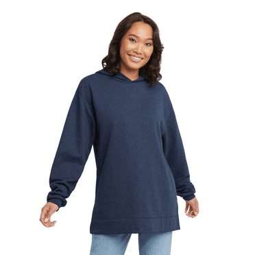 Hanes Womens EcoSmart Fleece Hoodie, M, Navy Heather