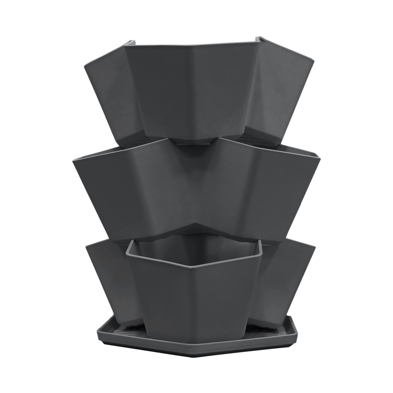 3 Tier Stackable Planter Black 1PK**