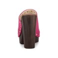 thumbnail image 4 of BLISSFUL STEP Women's Shoes Platform Chunky Heels Open Toe Rivet Faux Suede Slides Sandals Hot Pink 5.5, 4 of 8