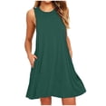 thumbnail image 1 of AherBiu Robe d'Été pour Femmes 2024 Décontractée Ample Ligne A Confortable Basique Tunique Courte avec Poches, 1 of 4