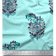 thumbnail image 1 of Soimoi Moss Georgette Fabric Leaves & Floral Block Print Fabric by The Yard 42 Inch Wide, 1 of 3
