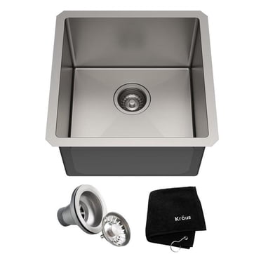 Kraus KHU101-17 17 Po Standart Pro 16 Gauge Encastré Bol Simple Acier Inoxydable Évier de Bar de Cuisine