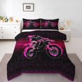 thumbnail image 2 of Erosebridal Cool Motorcycle Bedding King Comforter Set, Modern Stripes Down Comforter, Extreme Sports Decor, Reversible 3pcs, 2 of 8