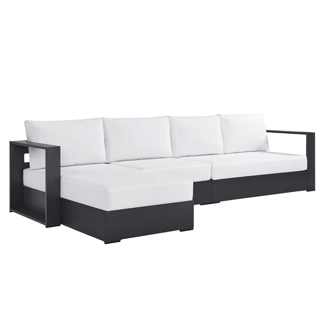 Modway Tahoe 3-Piece Outdoor Patio Furniture Sectional, White