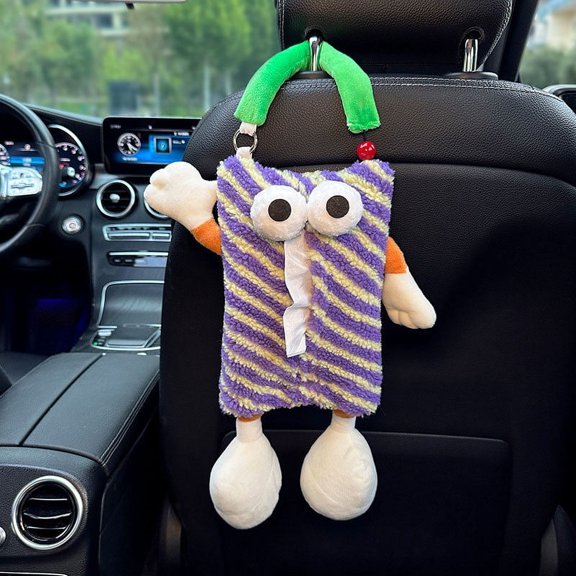 Cute Hanging Car Tissue Box Holder for Seat Back, Soft Plush Tissue Bag for Cars, Trucks and SUVs