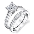 thumbnail image 1 of Womens 4.3 Carats Sterling Silver Bridal-Set Engagement Wedding Ring Cubic Zirconia 8MM, 1 of 7