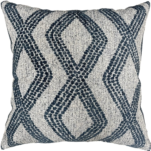 Mainstays Coussin Décoratif en Polyester 18x18 Ohio Navy de Forme Carrée avec un Motif Texturé en Losanges Navy sur Tissu Tissé en Polyester Gris Pâle, Idéal pour Ajouter de la texture et du style aux sofas, Lits Ou Chaises de Lecture.