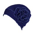 thumbnail image 2 of GUOOL For Ladies Solid Elastic Flower Hat Turban Chemo Cancer Hair Loss Cap Head Wrap navy, 2 of 9