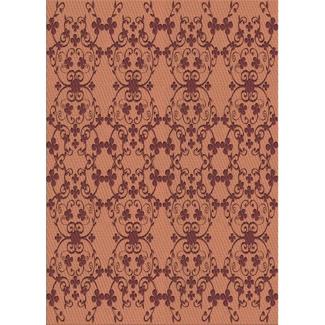 Ahgly Company Tapis d'Intérieur Rectangulaire Transitionnel Rouge Brique Feu Lavable à la Machine, 3 Pieds x 5 Pieds