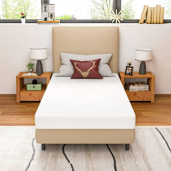 FDW Twin 6 Inch Medium-Firm Gel Memory Foam Mattress, CertiPUR-US Certified, in a Box, Bamboo Charcoal Infused