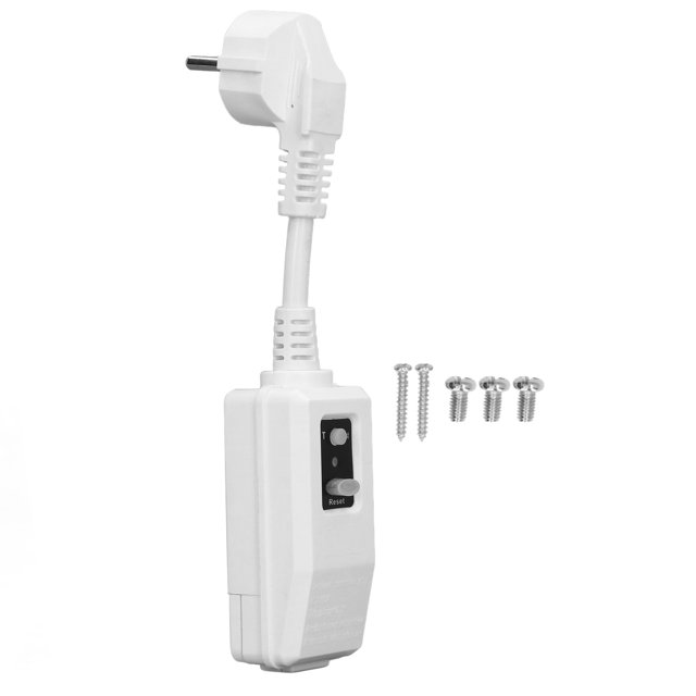 Bouchon de Protection contre les Fuites, 16A Anti-Fuite Prise EU 100-250V Coque ABS pour Machine à Laver