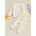 thumbnail image 4 of Faithtur Baby Girl 2Pcs Fall Outfits Fuzzy Letter Embroidery Long Sleeve Sweatshirt + Pants Set Toddler Spring Clothes, 4 of 9