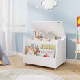 thumbnail image 2 of Gymax Kids Toy Box Wooden Storage Chest Bench w/ Bookshelf Wheels Safety Hinge Lid, 2 of 9