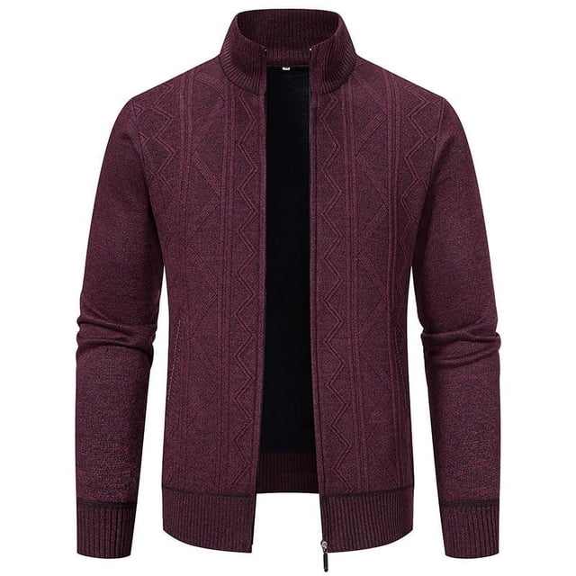 KIHOUT Winter Warm Coats Gentleman Long Sleeve Capless Solid Color Zipper Fashion Fallow Commuting Coat,Size L-3XL