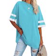 thumbnail image 2 of Chandails à Manches Courtes pour Femmes T-Shirts Surdimensionnés pour Femmes T-Shirts Amples Demi-Manches Col Rond Hauts Color Block Tuniques T-Shirts Surdimensionnés pour Femmes Hauts à Demi-Manches pour Femmes, 2 of 6