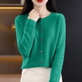 thumbnail image 1 of Baberdicy Haut en Tricot Uni pour Femme, Cardigan à Col Rond Ouvert à l'Avant, Cardigan Uni à Col Rond, Chandail en Tricot Décontracté, Haut de Tous les Jours Vert TTG, 1 of 5