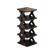 Maplenight 5-Tier Shoe Rack Plastic, No-Tools Storage Tower, Dorm, Entryway, Office, Space-Saver Sneaker Shelf Black