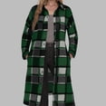 thumbnail image 1 of Women's Long Plaid Flannel Shirts Shacket Plus Size Long Sleeve Oversized Button Shirt Fall Spring Trench Coat with Pockets Green XL, 1 of 5