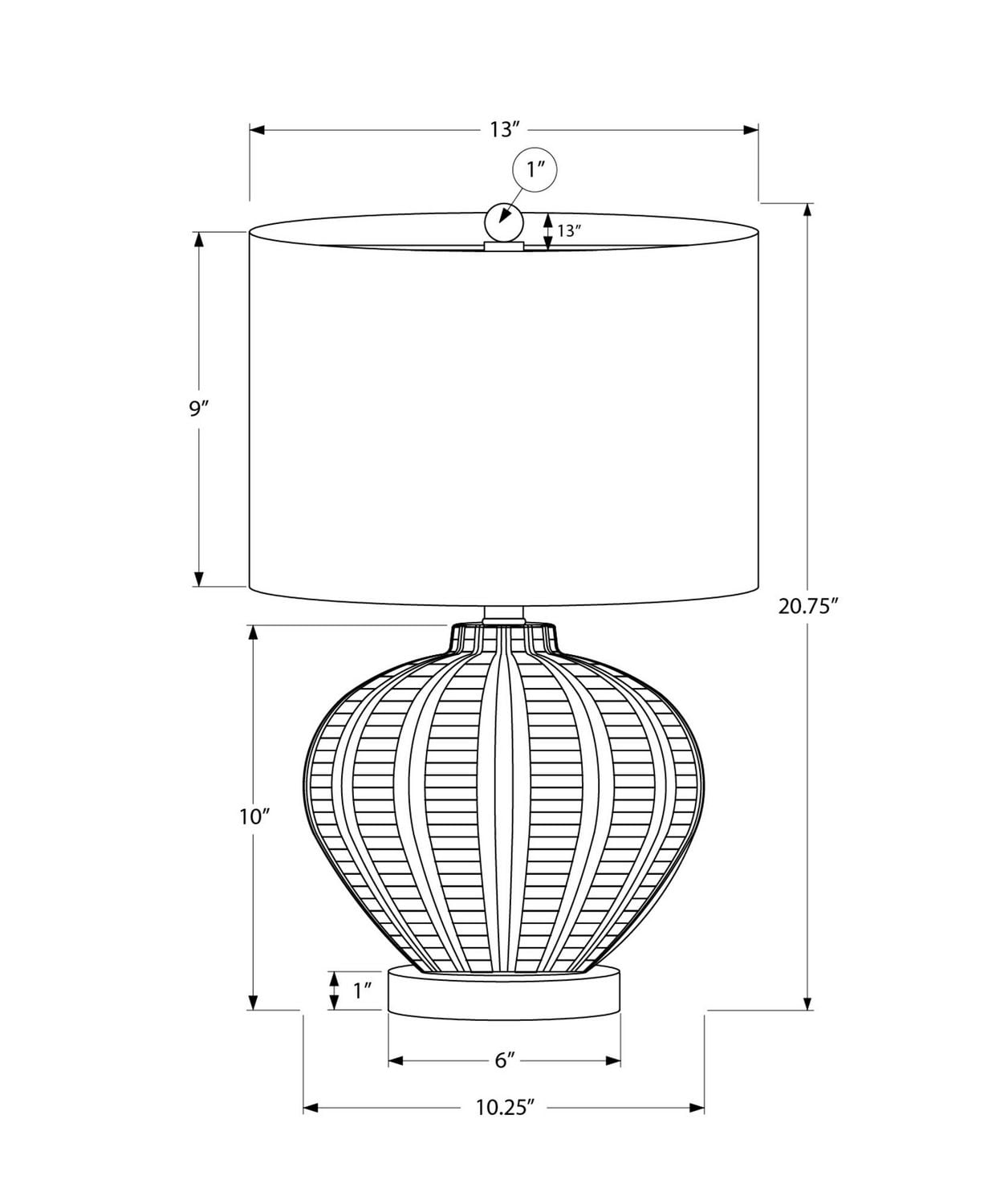 Monarch Specialties Luminaire, 21"h, Lampe De Table, Teinte Ivoire / Crème, Résine Crémeuse, Transitionnel