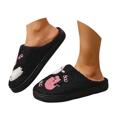 Gubotare Halloween House Slippers Slippers for Women Men Memory Foam Cozy Plush Slippers Couple Indoor Hous Slippers Size 8 (F,8)