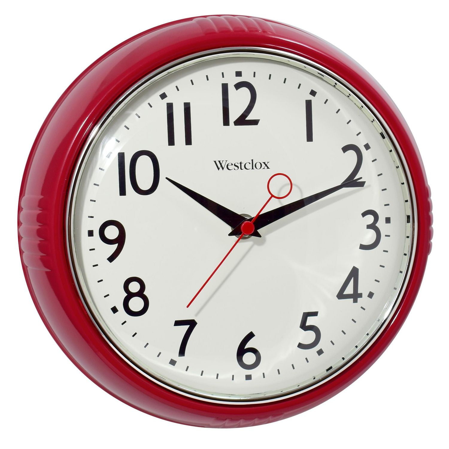 Westclox Horloge Murale Ronde de 9,5 po, Rouge - Modèle 32042RCN