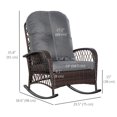 thumbnail image 3 of Outsunny Rattan Rocking Chair with Soft Cushion for Garden, Grey, 3 of 10