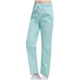 thumbnail image 3 of Yuyuzo Women Casual Pants Elastic Drawstring High Waisted Solid Color Slacks Straight Leg Bootcut Trousers, 3 of 4